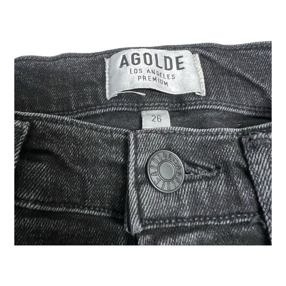 Agolde Sophie High Rise Skinny Crop Black Jeans SZ 26 Distressed Ripped Hem - Picture 9 of 10